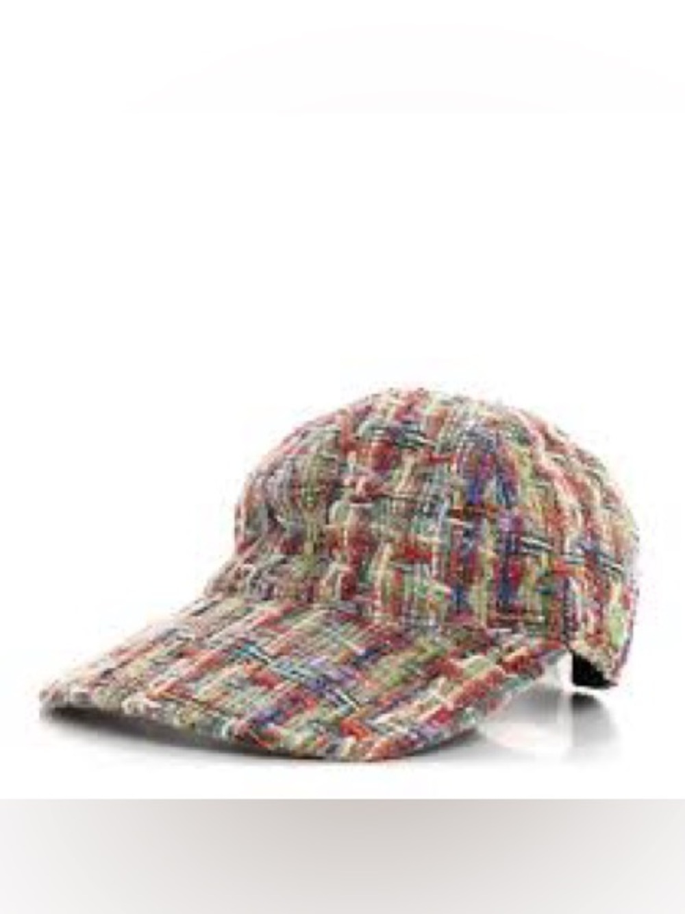 CHANEL Multicolor Tweed Baseball Cap in Red Blue Green Accents